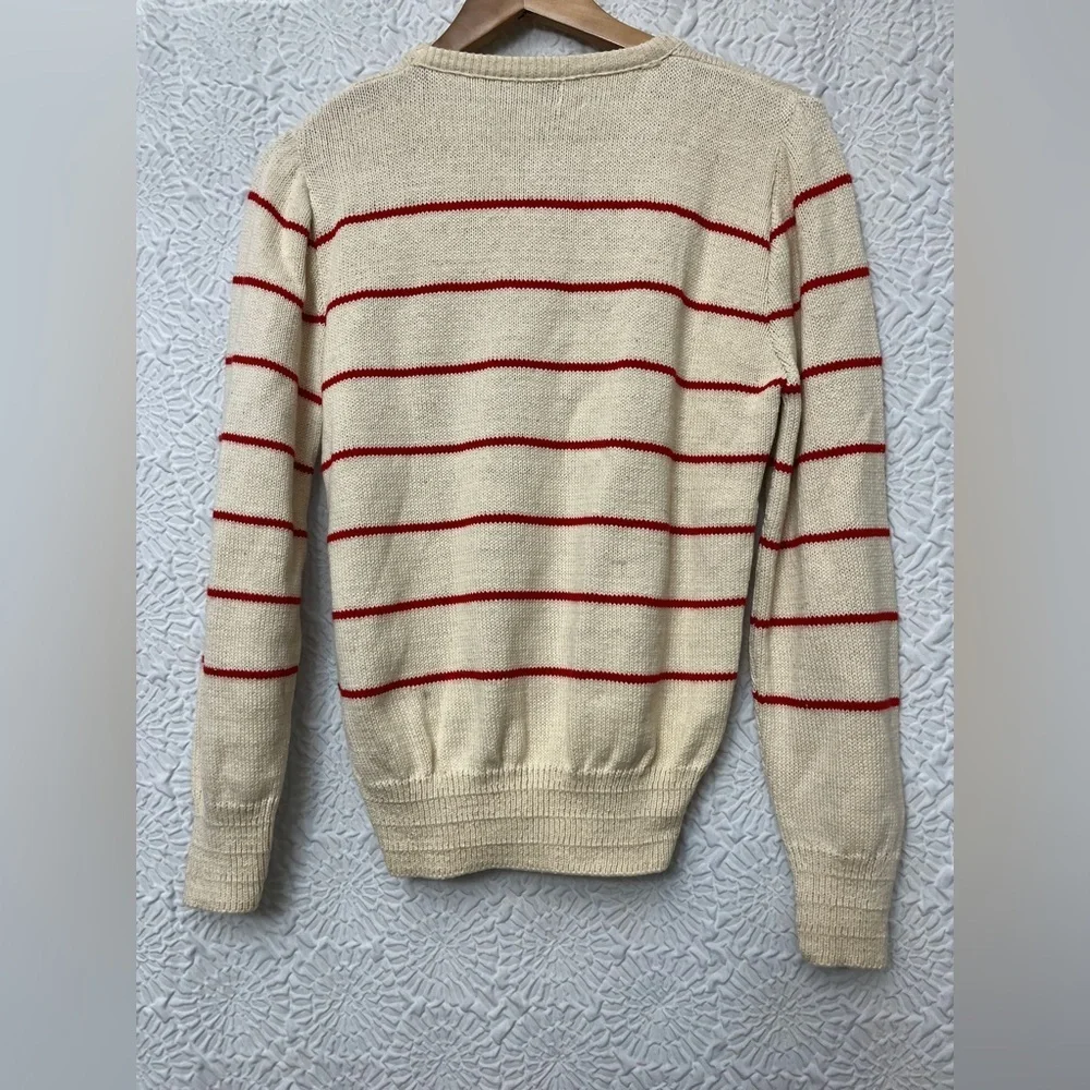 Par Four Sweater Vintage 90’s Deadstock Cream Red Stripes 100% Cotton Golf EUC - Picture 14 of 15